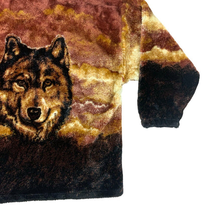 VTG 80s 90s BEAR RIDGE OUTFITTERS  BROWN GRAPHIC BEAR FLEECE JACKET XXL