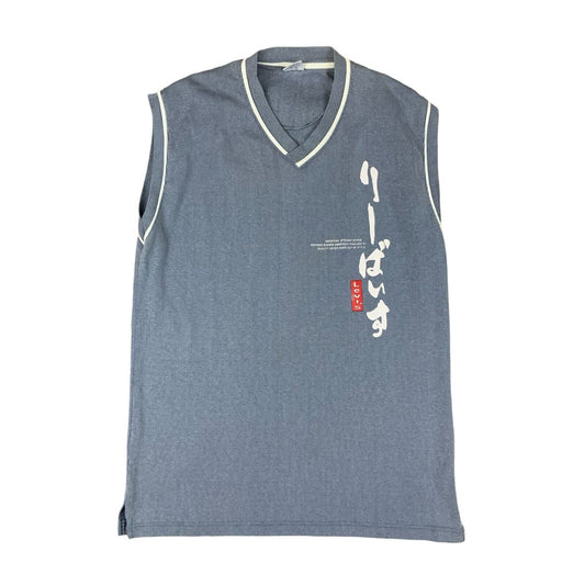 VTG 00s Y2K LEVIS LIGHT BLUE V NECK VEST TANK TOP SIZE L