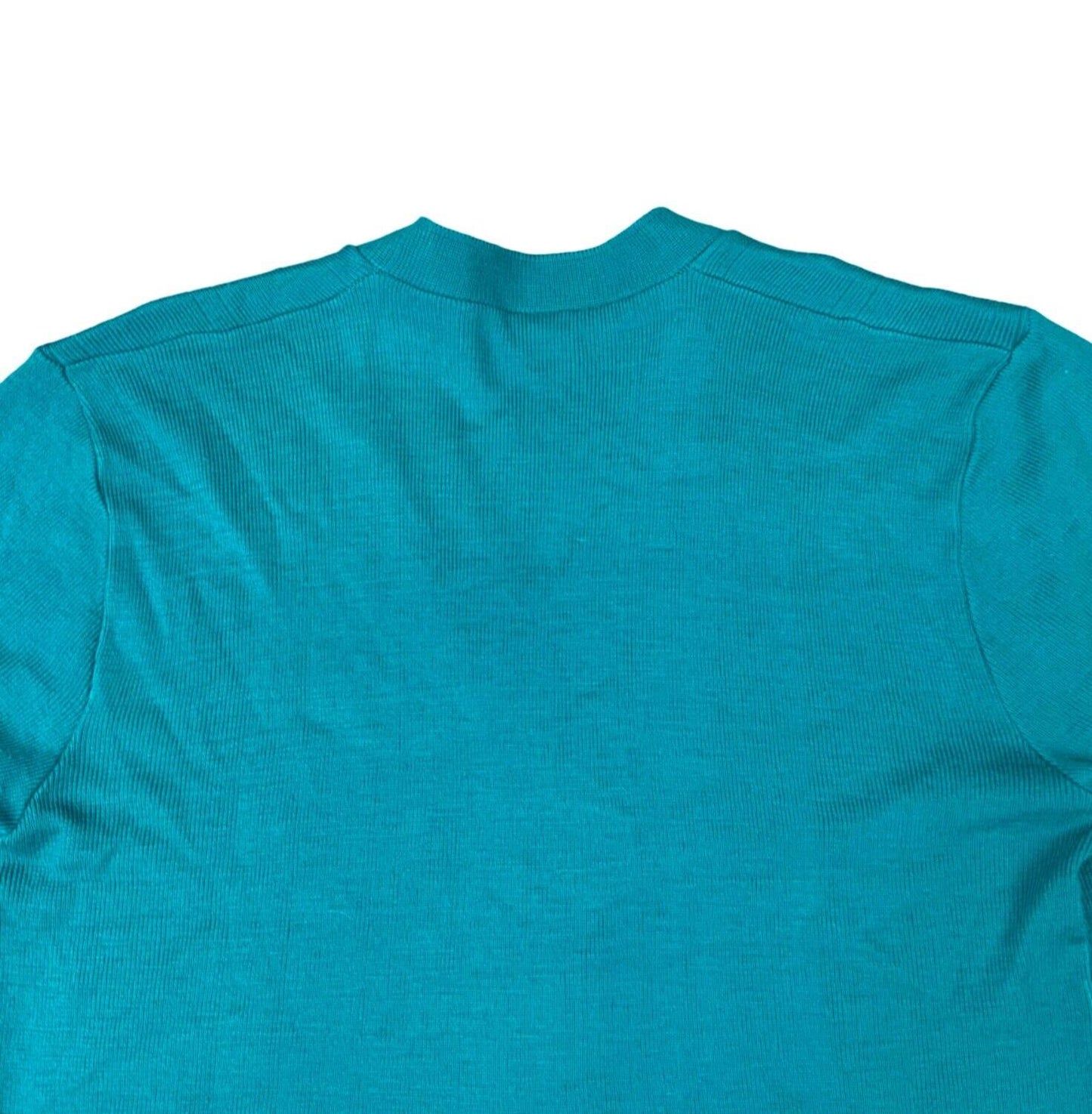 VTG 80s LACOSTE TURQUOISE V NECK BUTTON UP LOGO TEXTURED CARDIGAN XL