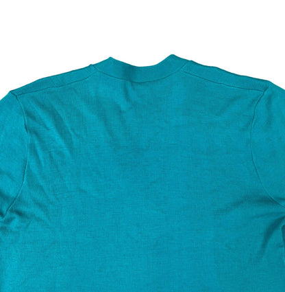VTG 80s LACOSTE TURQUOISE V NECK BUTTON UP LOGO TEXTURED CARDIGAN XL