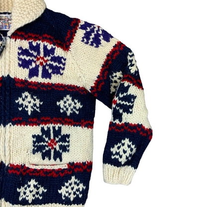 VTG COWICHAN INDIAN HAND KNIT CARDIGAN NATIVE CANADIAN SALISH ROCKABILLY M 40