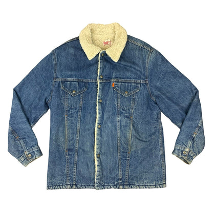 VTG 80s USA LEVIS ORANGE TAB SHERPA LINED DENIM CHORE BARN JACKET WESTERN L 42