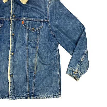 VTG 80s USA LEVIS ORANGE TAB SHERPA LINED DENIM CHORE BARN JACKET WESTERN L 42