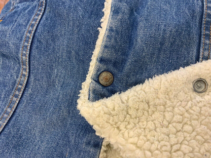 VTG 80s USA LEVIS ORANGE TAB SHERPA LINED DENIM CHORE BARN JACKET WESTERN L 42