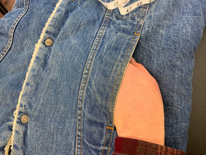 VTG 80s USA LEVIS ORANGE TAB SHERPA LINED DENIM CHORE BARN JACKET WESTERN L 42