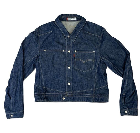 VTG Y2K LEVIS RED TAB ENGINEERED DENIM JACKET DARK INDIGO BLUE S 38”