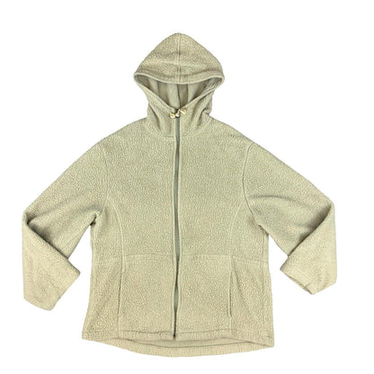 VTG 90s USA WOOLRICH THICK PILE FLEECE HOODED JACKET CREAM M 42
