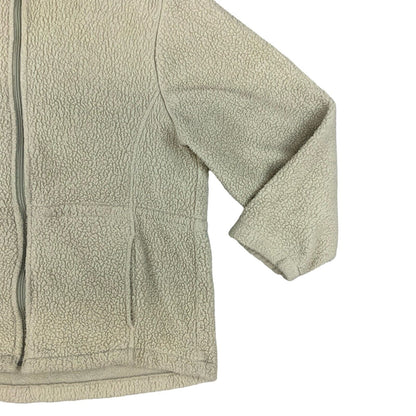 VTG 90s USA WOOLRICH THICK PILE FLEECE HOODED JACKET CREAM M 42