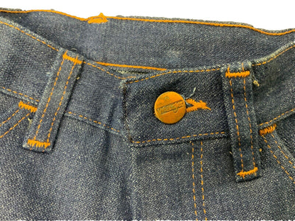 VTG 70s DEADSTOCK UNWORN STOCK WRANGLER BLUEBELL INDIGO STRAIGHT JEANS 25W 34L