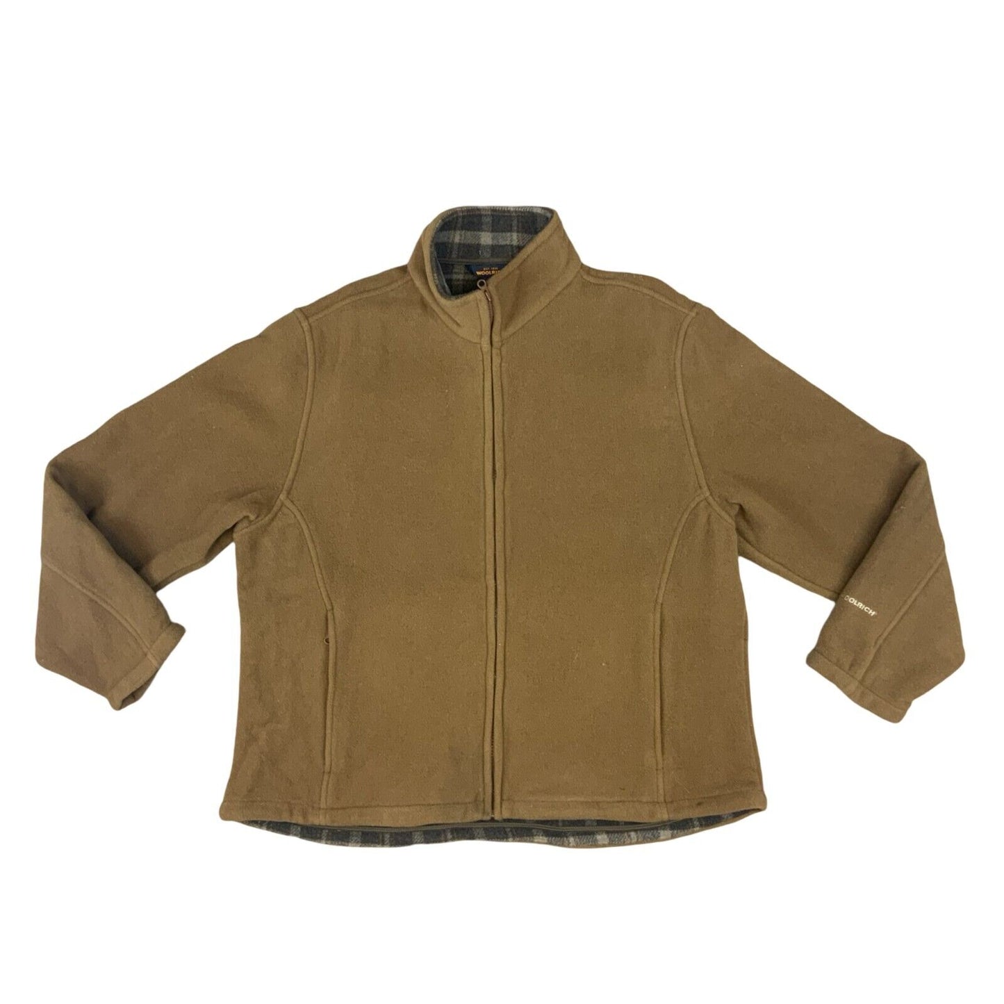 LADIES Y2K WOOLRICH THICK DOUBLE LAYER FLEECE FULL ZIP UP JACKETLIGHT TAN L 16