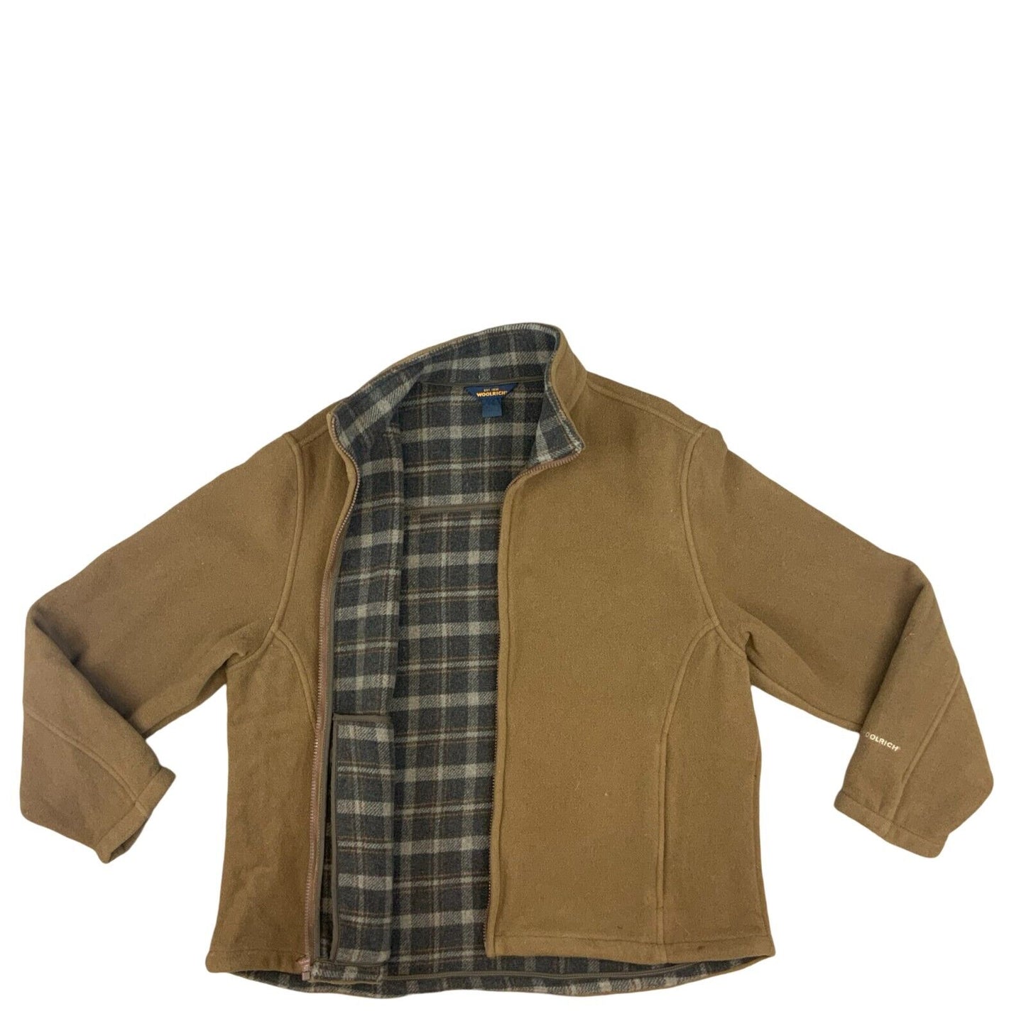 LADIES Y2K WOOLRICH THICK DOUBLE LAYER FLEECE FULL ZIP UP JACKETLIGHT TAN L 16