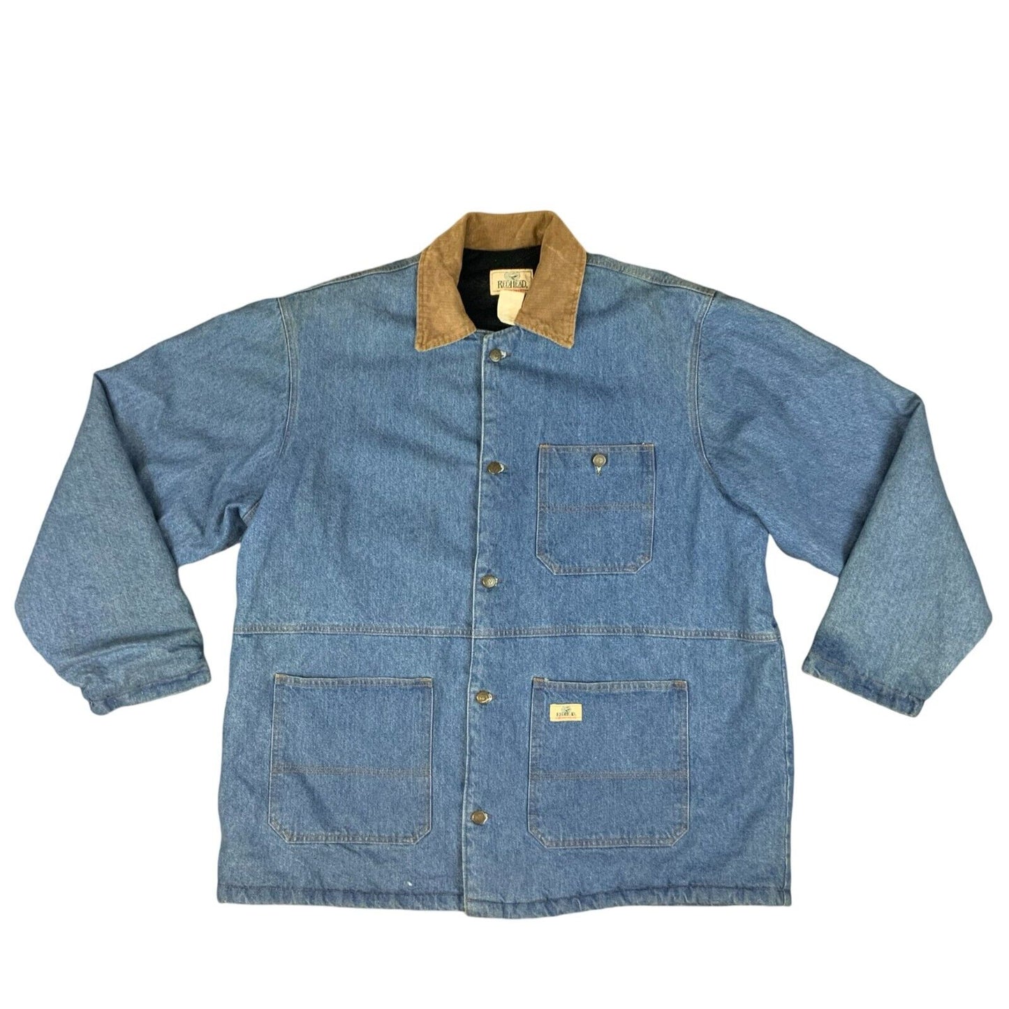 VTG 70s USA RED HEAD  TRADITIONAL QUILT LINED 4 POCKET DENIM CHORE JACKET XXL 52