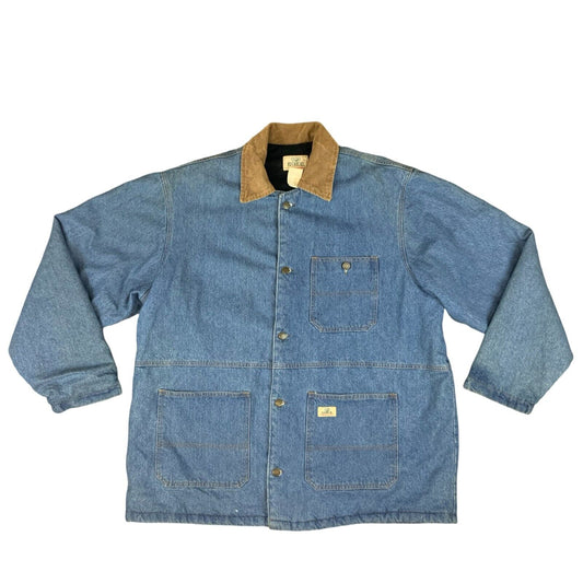 VTG 70s USA RED HEAD  TRADITIONAL QUILT LINED 4 POCKET DENIM CHORE JACKET XXL 52