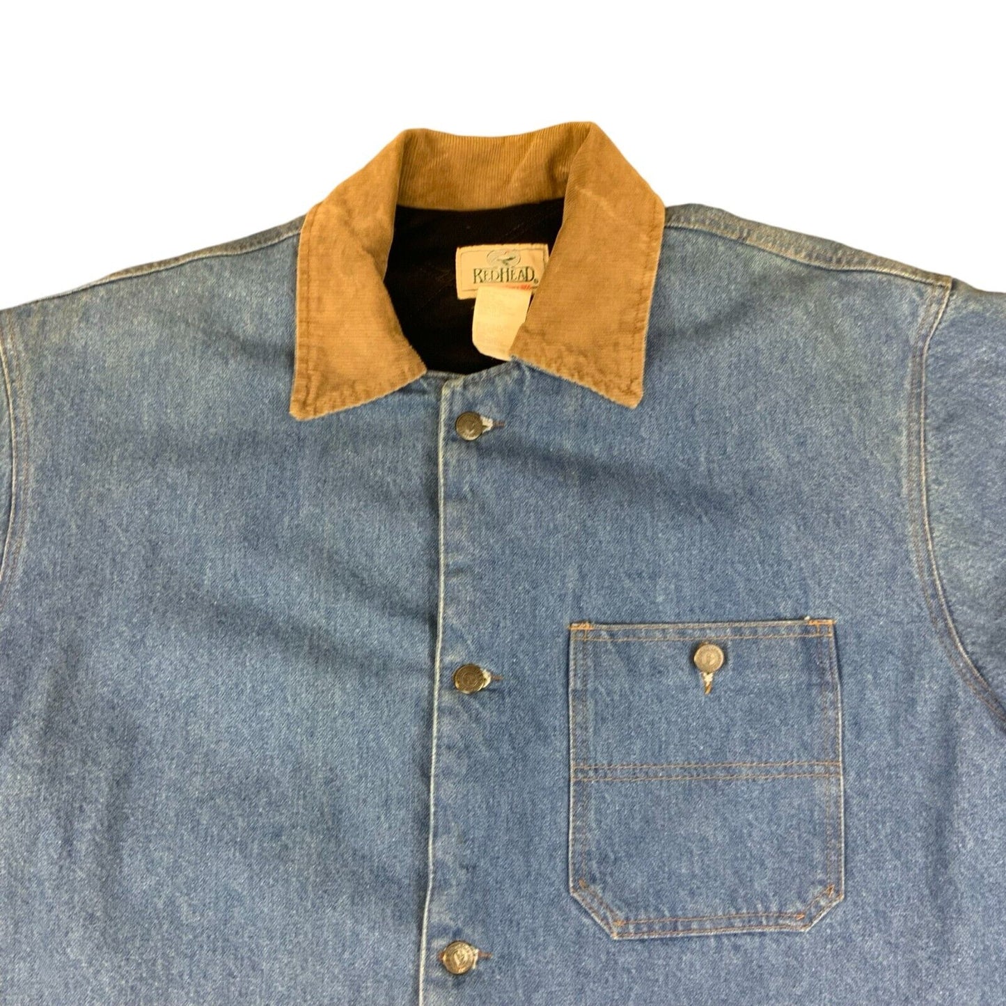 VTG 70s USA RED HEAD  TRADITIONAL QUILT LINED 4 POCKET DENIM CHORE JACKET XXL 52
