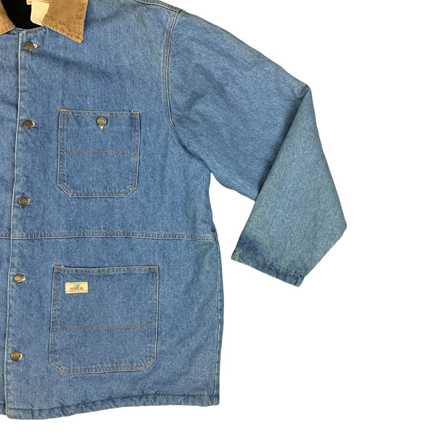 VTG 70s USA RED HEAD  TRADITIONAL QUILT LINED 4 POCKET DENIM CHORE JACKET XXL 52