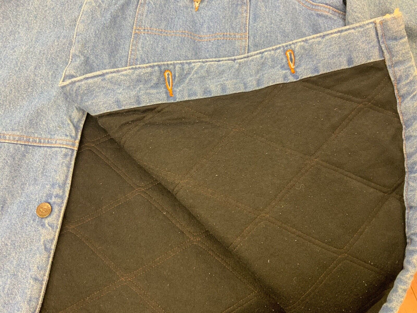 VTG 70s USA RED HEAD  TRADITIONAL QUILT LINED 4 POCKET DENIM CHORE JACKET XXL 52