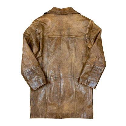 VTG 90s ITALIAN FABIANI SOFT LEATHER DOUBLE BREASTED JACKET COAT LINED SMALL 36”