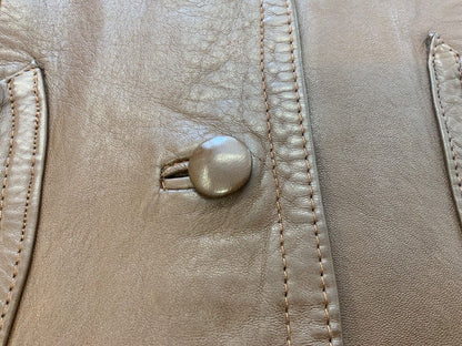 VTG 1970s LADIES SOFT BROWN NAPPA LEATHER JACKET LARGE ROUNDED COLLARS SIZE 8