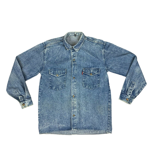 TRUE VTG LEVIS BIG E RED TAB WEST CAL 45 HEAVY DENIM SHIRT JACKET NICE FADES S