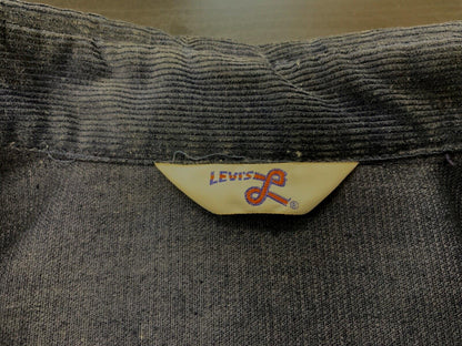 70s LEVIS BIG E BLUE TAB NAVY CORDUROY 2 POCKET DAGGER COLLAR EPAULETTES SHIRT S
