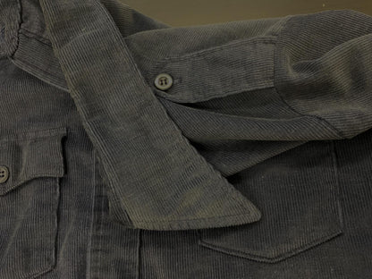 70s LEVIS BIG E BLUE TAB NAVY CORDUROY 2 POCKET DAGGER COLLAR EPAULETTES SHIRT S