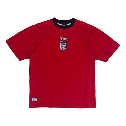 VTG Y2K UMBRO ENGLAND RED SPORTS FOOTBALL HOME SHIRT MEDIUM