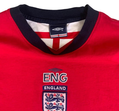 VTG Y2K UMBRO ENGLAND RED SPORTS FOOTBALL HOME SHIRT MEDIUM