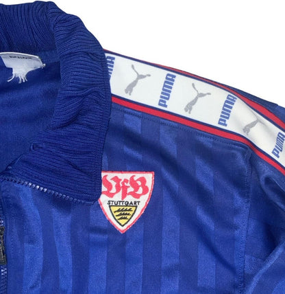 VTG 90S PUMA LOGO BLUE STRIPED HIPHOP STREETWEAR FOOTBALL TRACK JACKET L