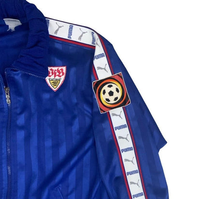VTG 90S PUMA LOGO BLUE STRIPED HIPHOP STREETWEAR FOOTBALL TRACK JACKET L
