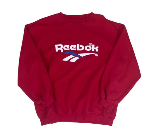 VTG 90S REEBOK CREWNECK RED RELAXED FLEECE LINED SWEATSHIRT 2X-LARGE