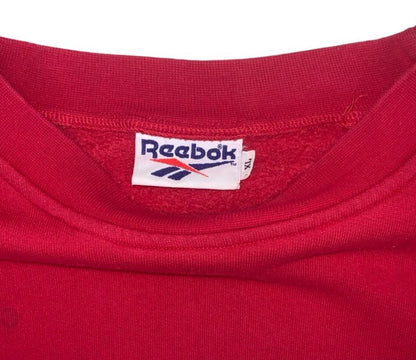 VTG 90S REEBOK CREWNECK RED RELAXED FLEECE LINED SWEATSHIRT 2X-LARGE