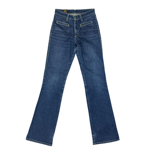 VTG 00s Y2K LEE MID DARK BLUE SLIM BOOTCUT HIGH WAISTED JEANS W26 L32