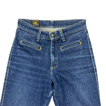 VTG 00s Y2K LEE MID DARK BLUE SLIM BOOTCUT HIGH WAISTED JEANS W26 L32