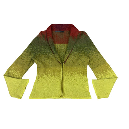 VTG 80s 90s ROBERTO CAVALLI GREEN RED MOHAIR KNIT CARDIGAN SIZE UK 10 12