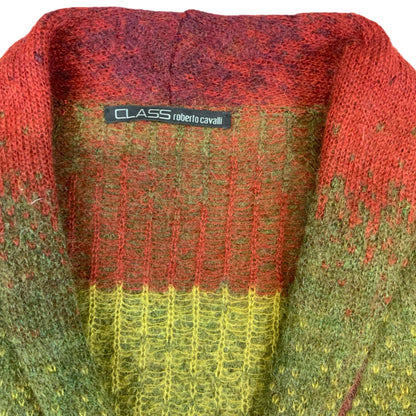 VTG 80s 90s ROBERTO CAVALLI GREEN RED MOHAIR KNIT CARDIGAN SIZE UK 10 12