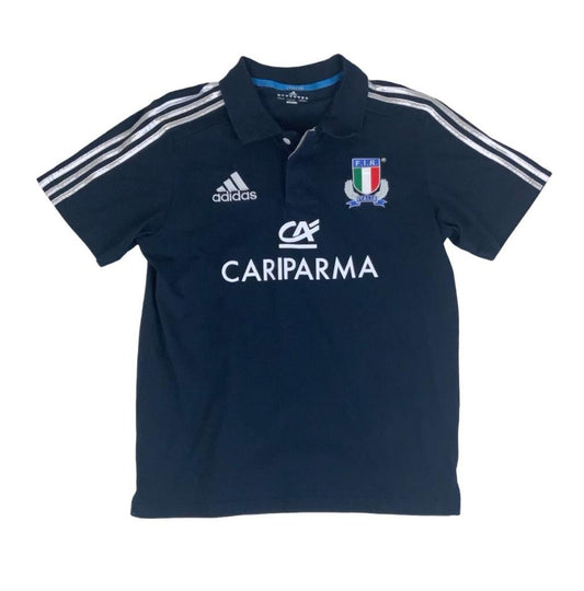 VTG 2012-13 ITALY RUGBY UNION NAVY BLUE POLO NECK SHIRT MEDIUM