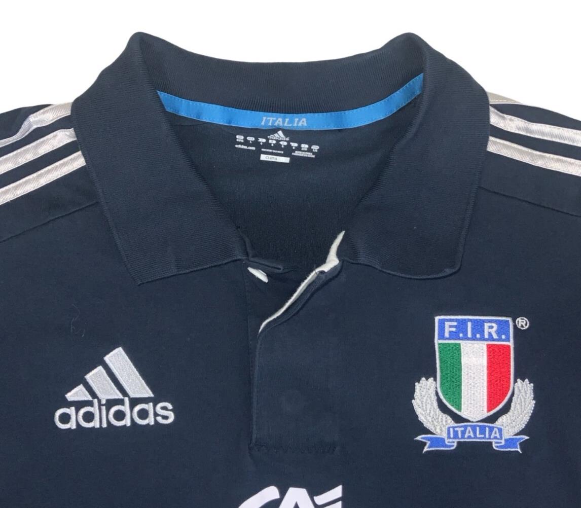 VTG 2012-13 ITALY RUGBY UNION NAVY BLUE POLO NECK SHIRT MEDIUM