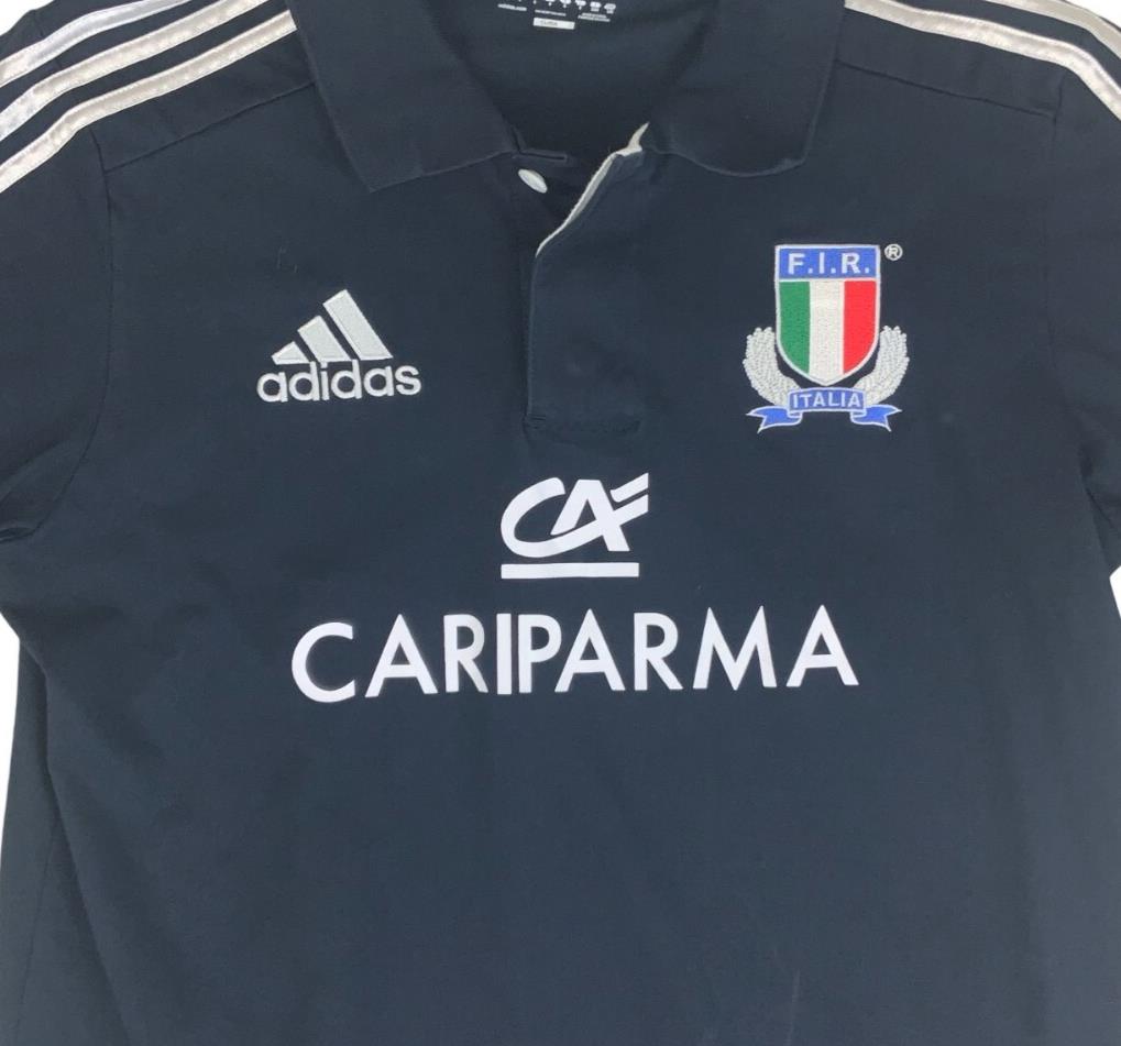 VTG 2012-13 ITALY RUGBY UNION NAVY BLUE POLO NECK SHIRT MEDIUM