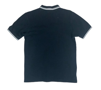 VTG FRED PERRY BLACK WHITE TWIN TIPPED M3600 POLO NECK SHIRT SMALL