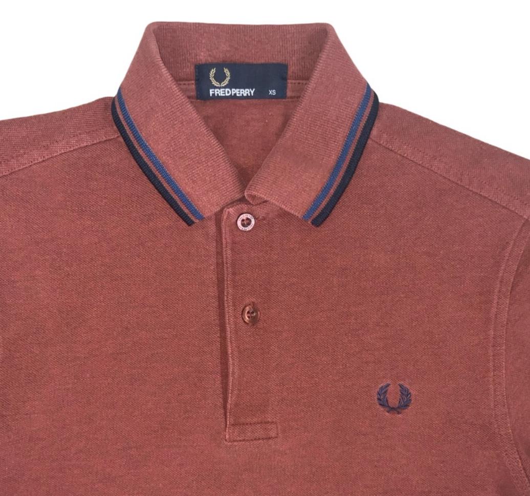 VTG 90S FRED PERRY M1200 TWIN TIPPED BURGUNDY RED POLO NECK SHIRT SMALL