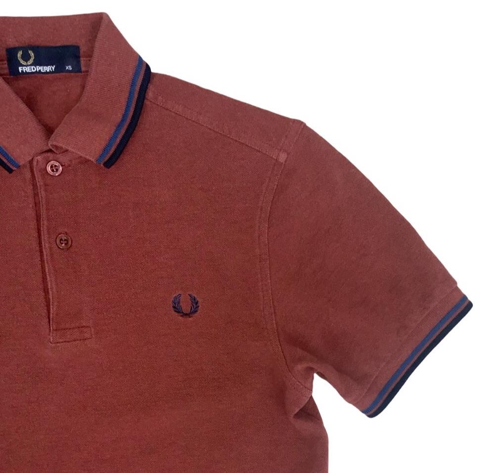 VTG 90S FRED PERRY M1200 TWIN TIPPED BURGUNDY RED POLO NECK SHIRT SMALL