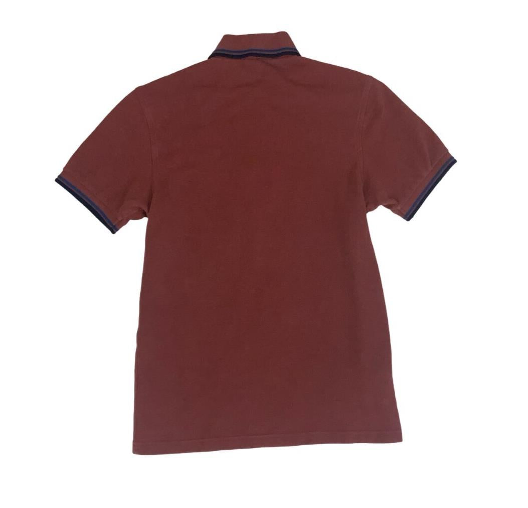 VTG 90S FRED PERRY M1200 TWIN TIPPED BURGUNDY RED POLO NECK SHIRT SMALL