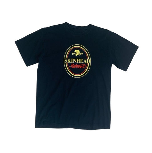 VTG 90S "1969 SKINHEAD" ISISH STOUT BLACK PUNK ANTI-FASCIST GRAPHIC TEE S