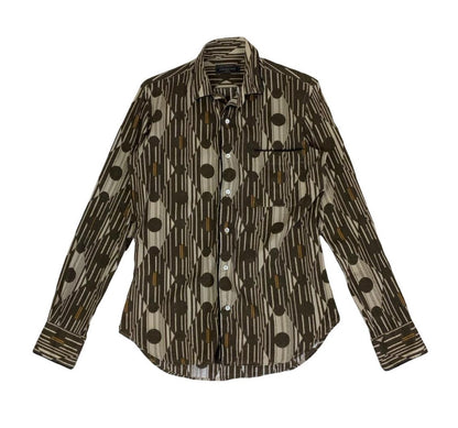 GABRIELE PASINI ITALIAN DESIGNER BROWN GEOMETRIC SHIRT M
