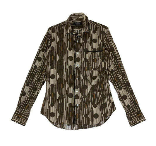 GABRIELE PASINI ITALIAN DESIGNER BROWN GEOMETRIC SHIRT M