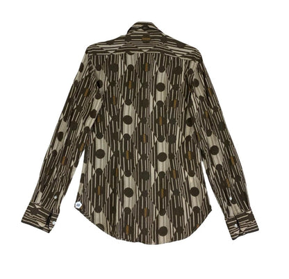 GABRIELE PASINI ITALIAN DESIGNER BROWN GEOMETRIC SHIRT M