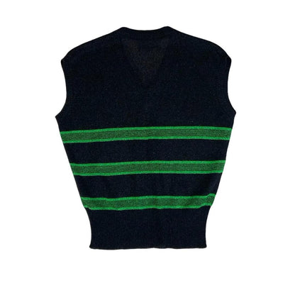 VTG LUISA SPAGNOLI BLACK GREEN GLITTER ITALIAN DESIGNER SWEATER VEST UK 8 SMALL