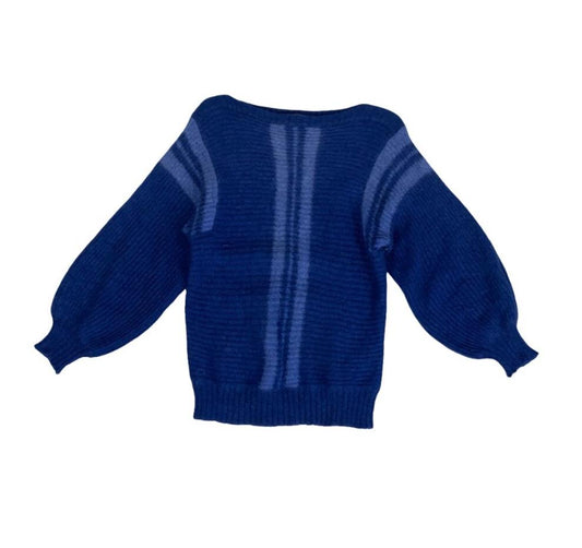 VTG 80S LUISA SPAGNOLI BLUE WOOL ITALIAN DESIGNER JUMPER UK 6 XS