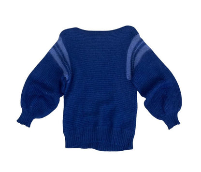 VTG 80S LUISA SPAGNOLI BLUE WOOL ITALIAN DESIGNER JUMPER UK 6 XS