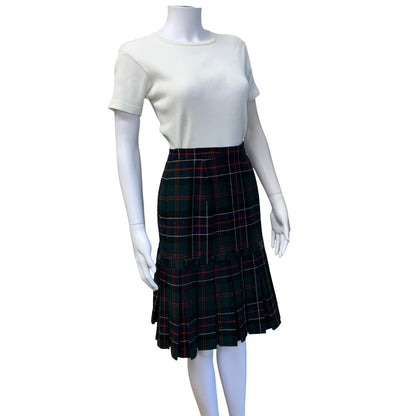 VTG LUISA SPAGNOLI GREEN RED WHITE BLUE TARTAN PLAID MIDI KILT SKIRT X-SMALL